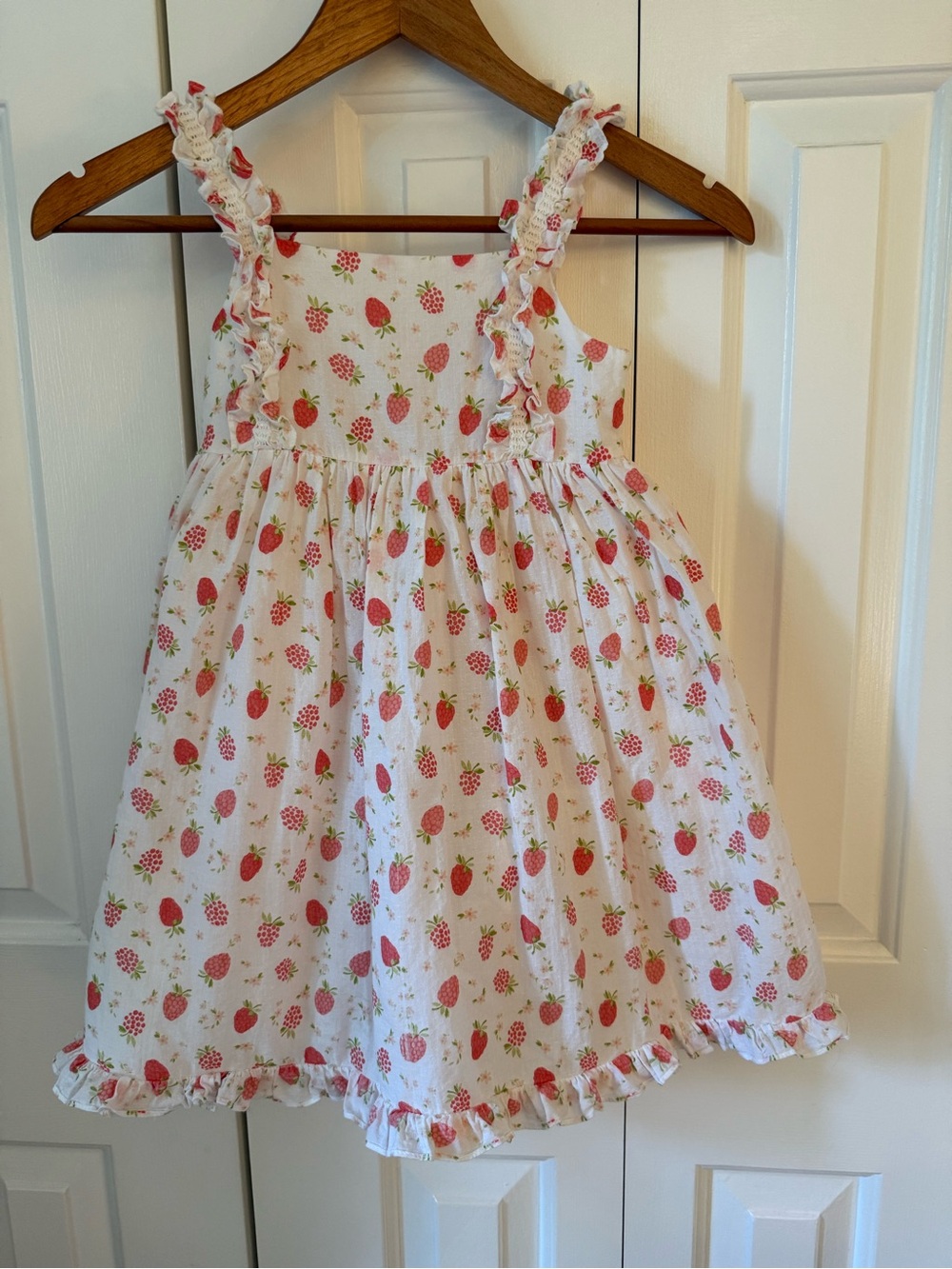 Joie White Dress with Pink Strawberry Print